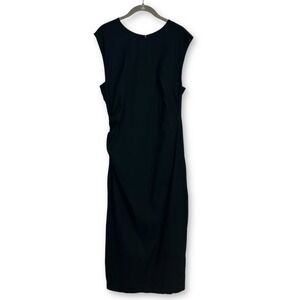 MaEve Anthropologie Midi‎ Dress Sleeveless Ruched Black Casual Dress Large